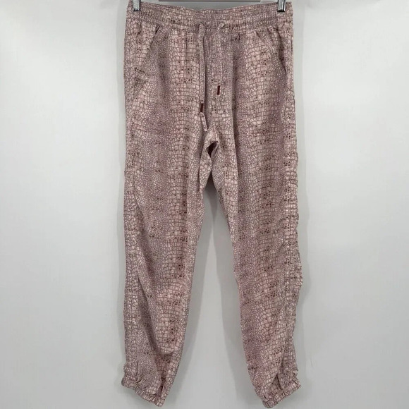 Anthropologie Orana Printed Joggers Pink Snakeskin Print Pants Women’s Size XS - Picture 2 of 9